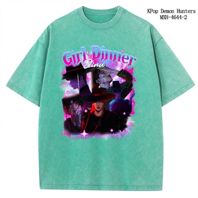 K-Pop Demon Hunters Anime peripheral pure cotton washed and worn T-shirt from S to 4XL