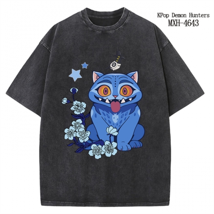 K-Pop Demon Hunters Anime peripheral pure cotton washed and worn T-shirt from S to 4XL