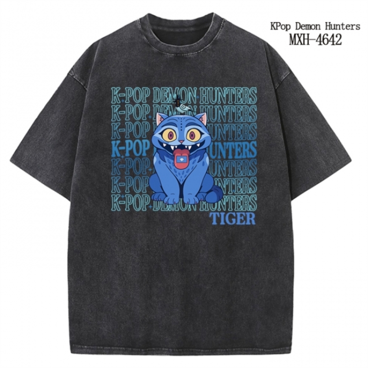 K-Pop Demon Hunters Anime peripheral pure cotton washed and worn T-shirt from S to 4XL