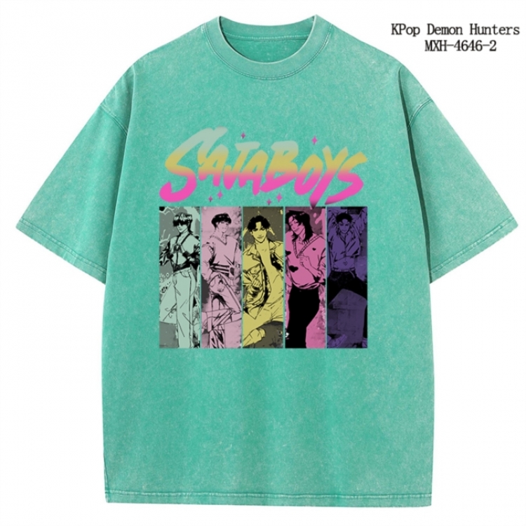 K-Pop Demon Hunters Anime peripheral pure cotton washed and worn T-shirt from S to 4XL