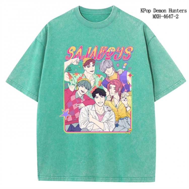 K-Pop Demon Hunters Anime peripheral pure cotton washed and worn T-shirt from S to 4XL