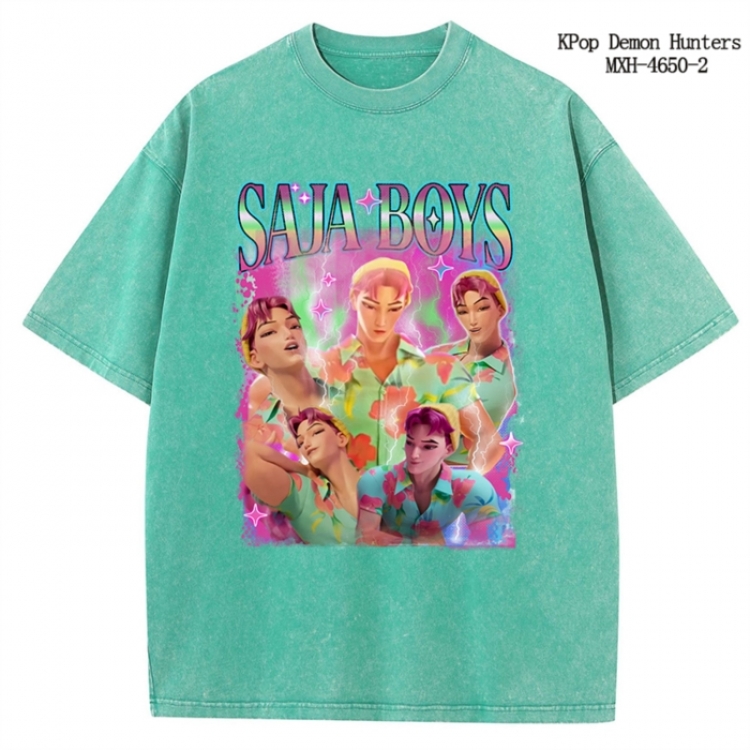 K-Pop Demon Hunters Anime peripheral pure cotton washed and worn T-shirt from S to 4XL
