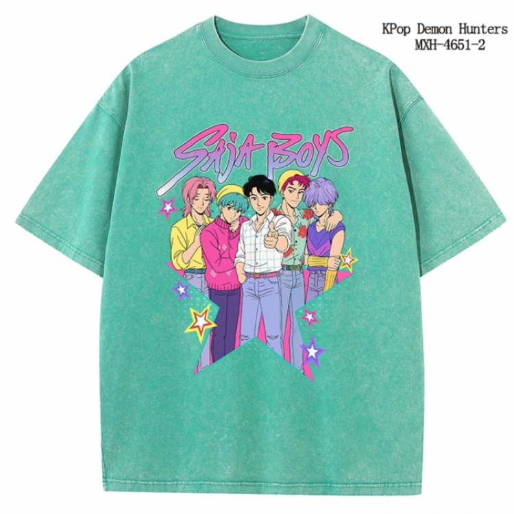 K-Pop Demon Hunters Anime peripheral pure cotton washed and worn T-shirt from S to 4XL