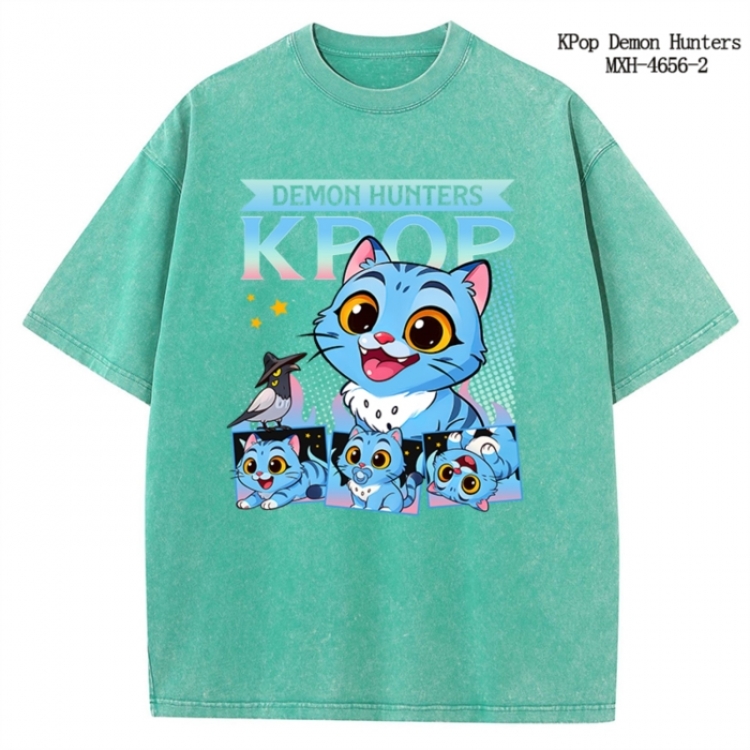 K-Pop Demon Hunters Anime peripheral pure cotton washed and worn T-shirt from S to 4XL