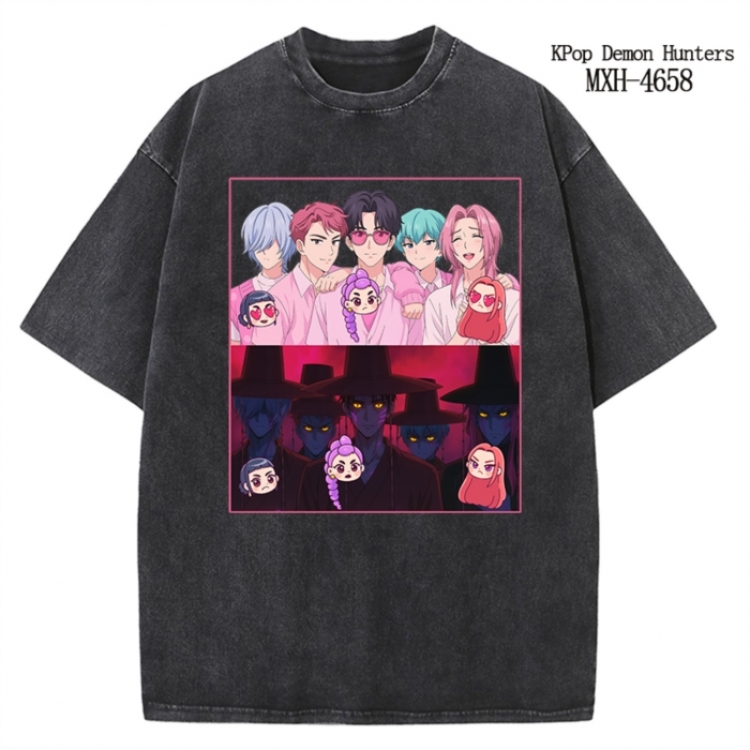 K-Pop Demon Hunters Anime peripheral pure cotton washed and worn T-shirt from S to 4XL