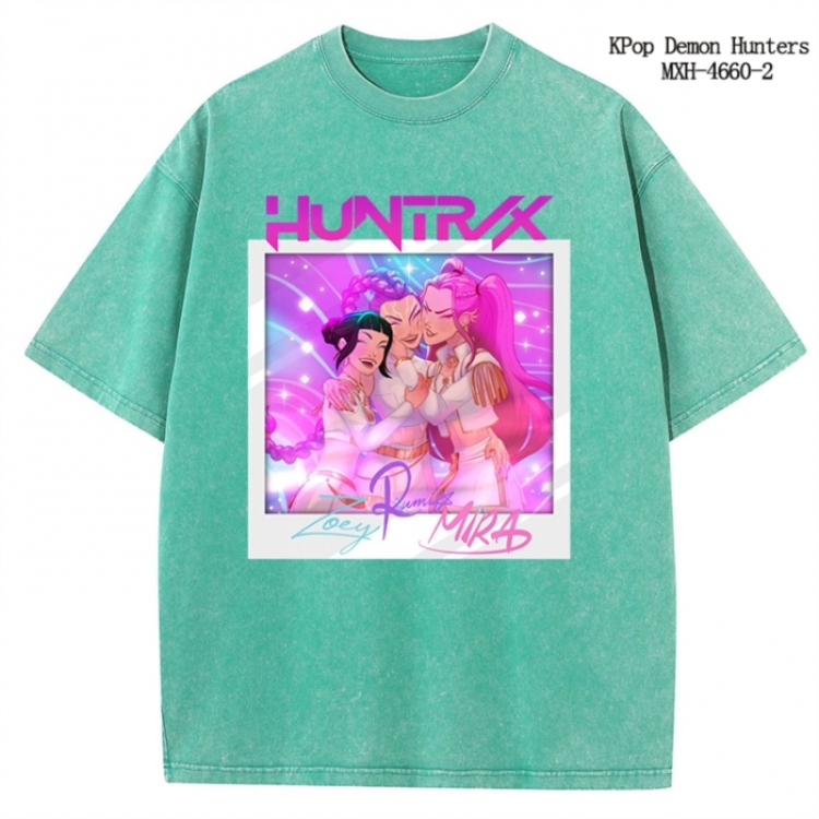 K-Pop Demon Hunters Anime peripheral pure cotton washed and worn T-shirt from S to 4XL