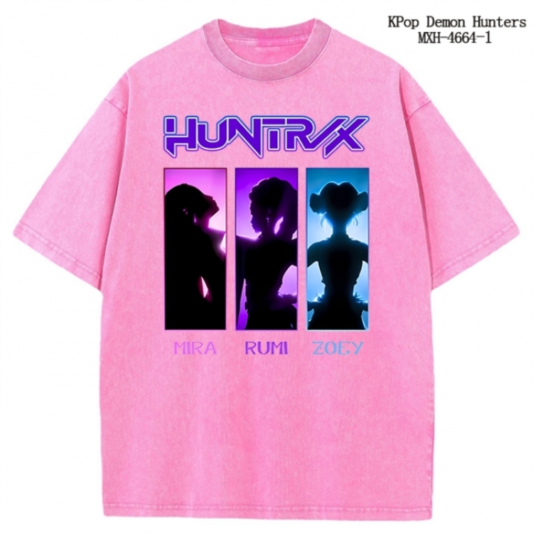K-Pop Demon Hunters Anime peripheral pure cotton washed and worn T-shirt from S to 4XL