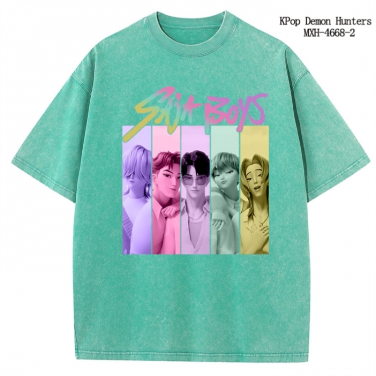K-Pop Demon Hunters Anime peripheral pure cotton washed and worn T-shirt from S to 4XL