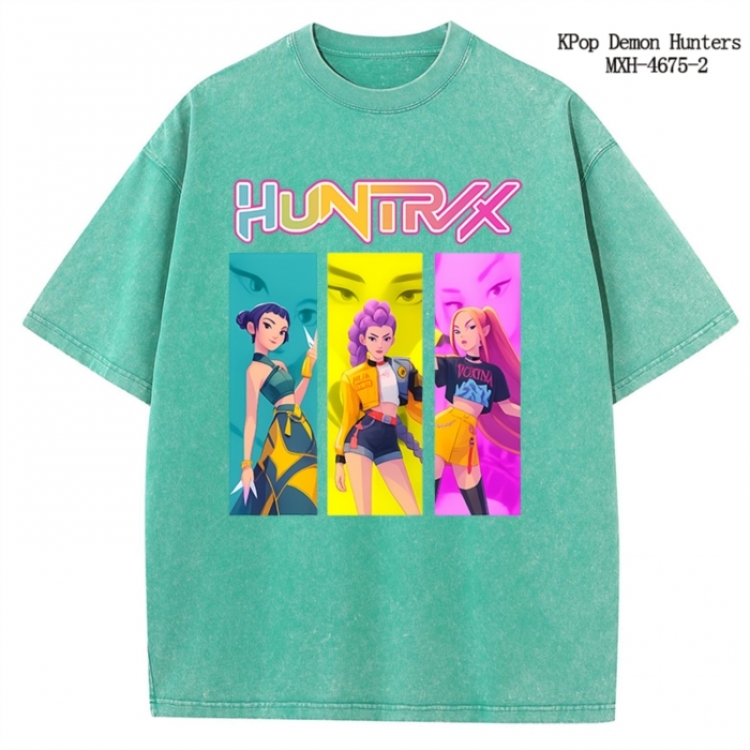 K-Pop Demon Hunters Anime peripheral pure cotton washed and worn T-shirt from S to 4XL