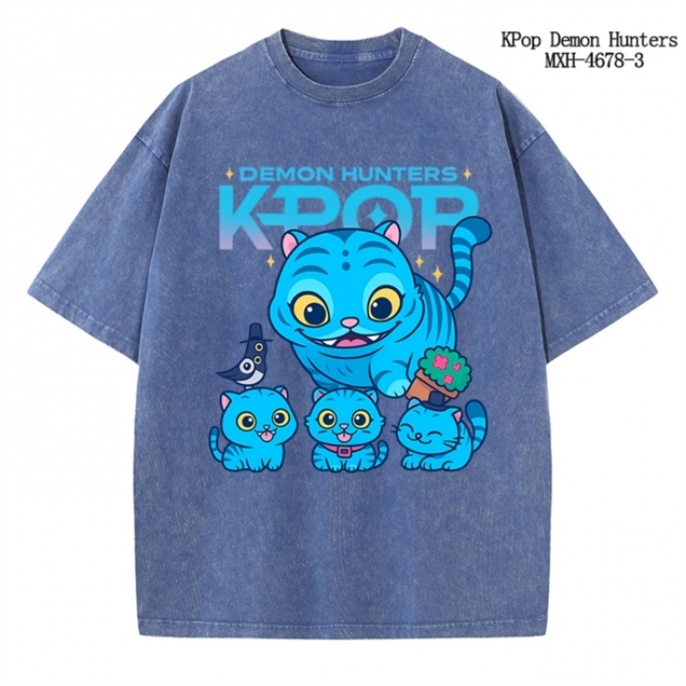 K-Pop Demon Hunters Anime peripheral pure cotton washed and worn T-shirt from S to 4XL