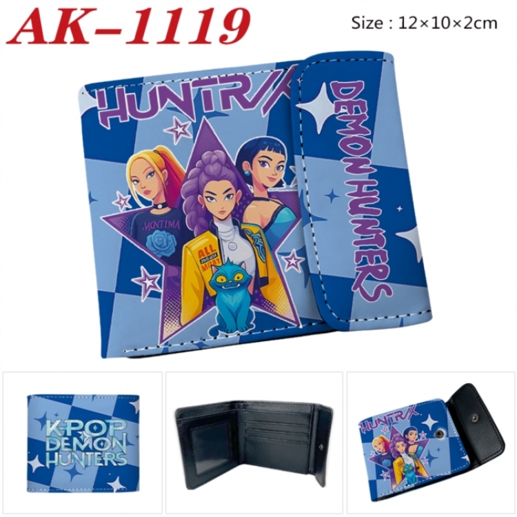 K-Pop Demon Hunters Anime PU leather full color buckle two fold wallet 12X10X2CM