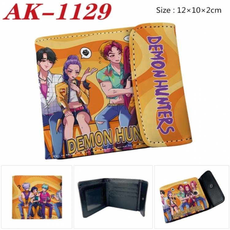 K-Pop Demon Hunters Anime PU leather full color buckle two fold wallet 12X10X2CM