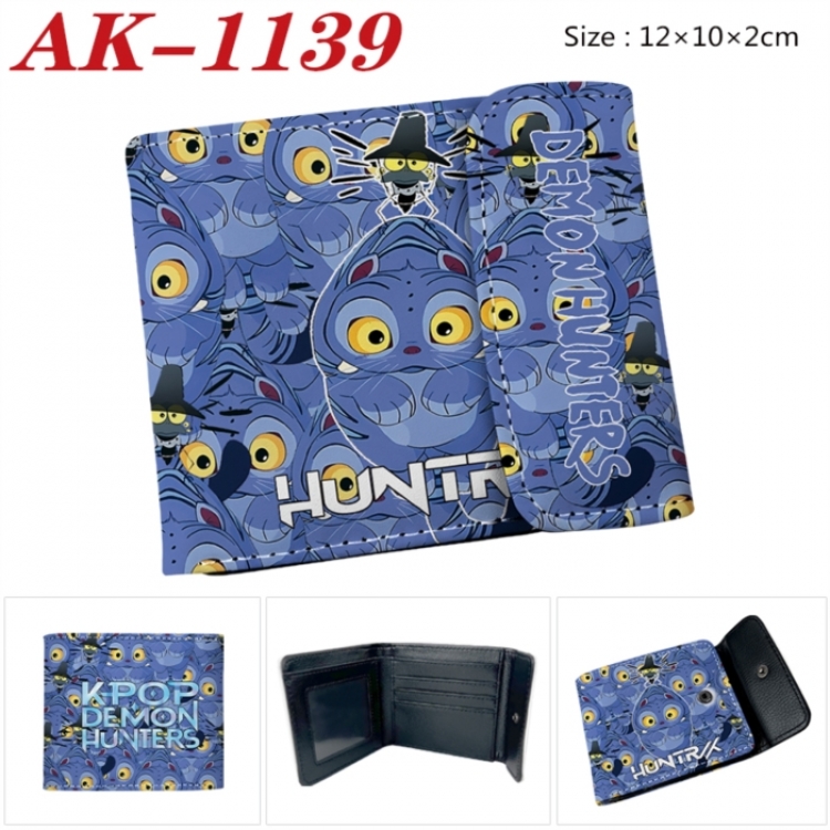 K-Pop Demon Hunters Anime PU leather full color buckle two fold wallet 12X10X2CM