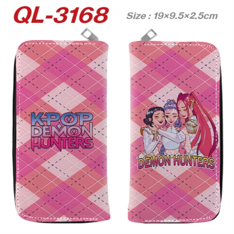K-Pop Demon Hunters Anime peripheral PU leather full-color long zippered wallet 19.5x9.5x2.5cm