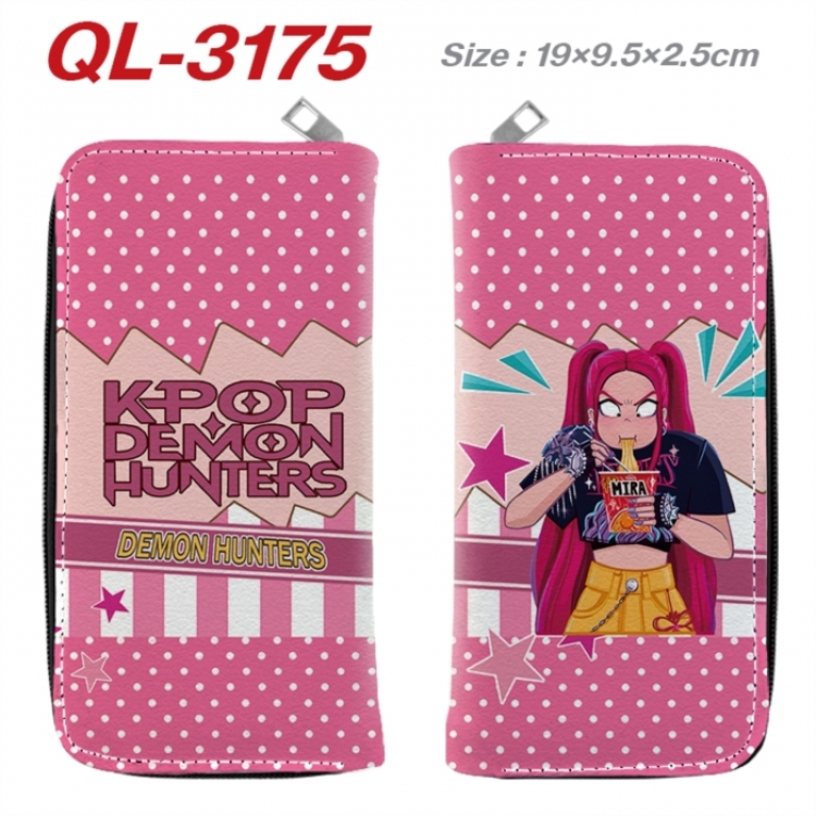 K-Pop Demon Hunters Anime peripheral PU leather full-color long zippered wallet 19.5x9.5x2.5cm