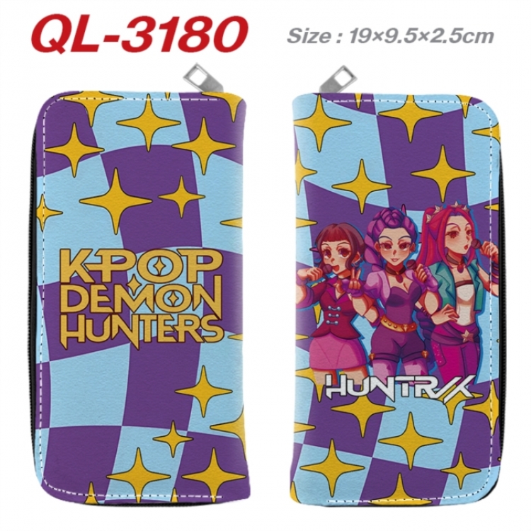 K-Pop Demon Hunters Anime peripheral PU leather full-color long zippered wallet 19.5x9.5x2.5cm