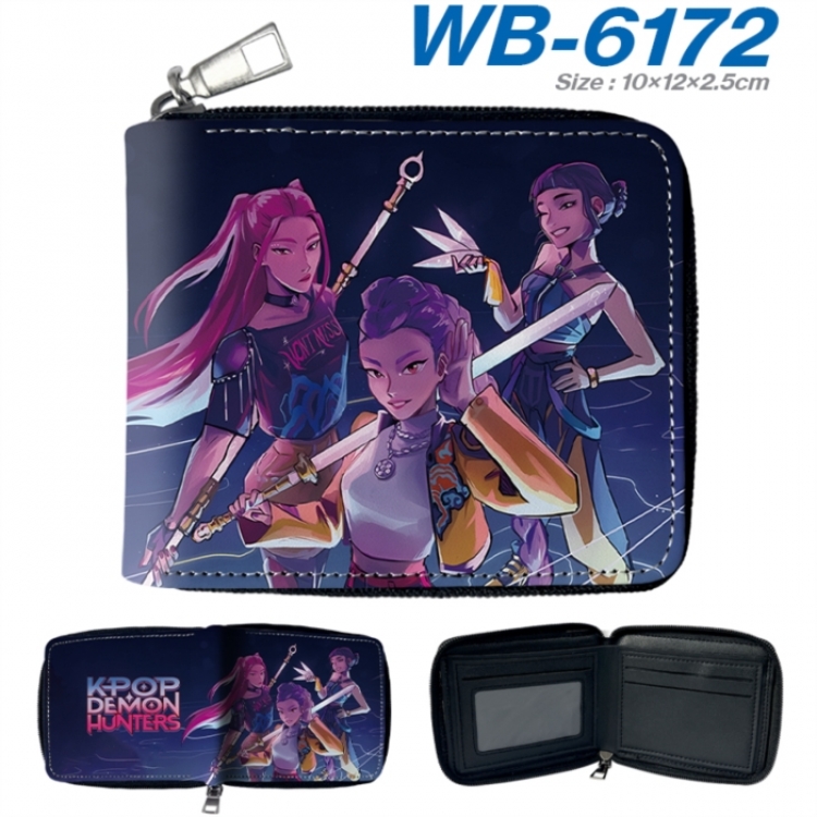 K-Pop Demon Hunters Anime color short full zip folding wallet 10x12x2.5cm