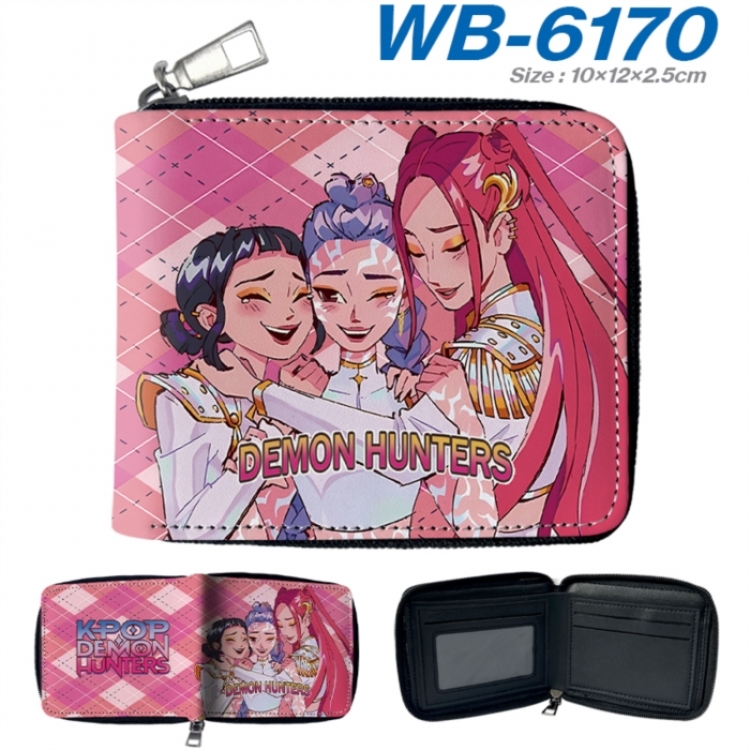K-Pop Demon Hunters Anime color short full zip folding wallet 10x12x2.5cm