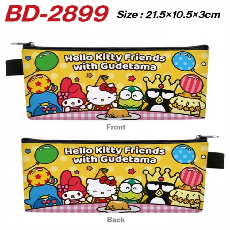 Sanrio Anime PU Leather Zipper Pencil Case Stationery Box 21.5X10.5X3CM 
