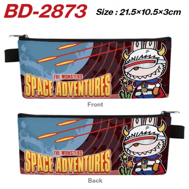 Labubu Anime PU Leather Zipper Pencil Case Stationery Box 21.5X10.5X3CM 