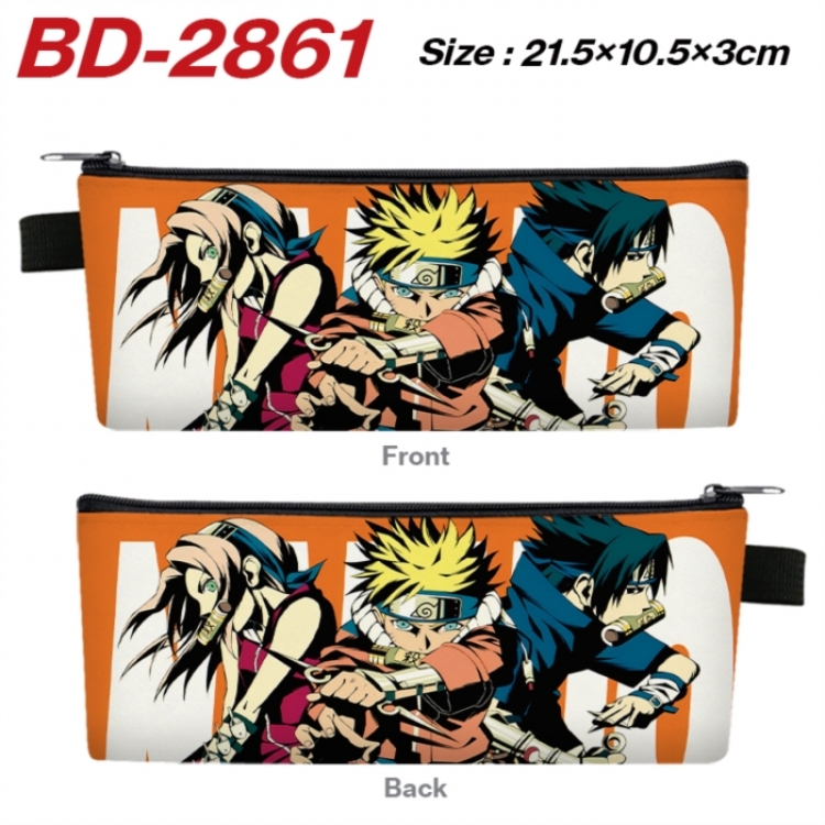Naruto Anime PU Leather Zipper Pencil Case Stationery Box 21.5X10.5X3CM 