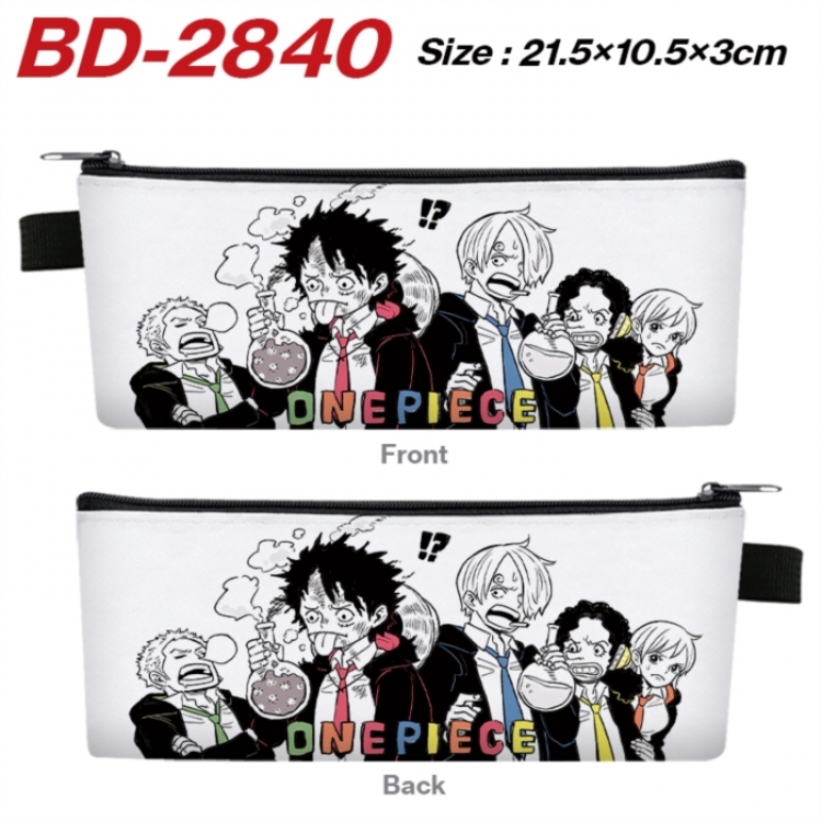 One Piece Anime PU Leather Zipper Pencil Case Stationery Box 21.5X10.5X3CM 