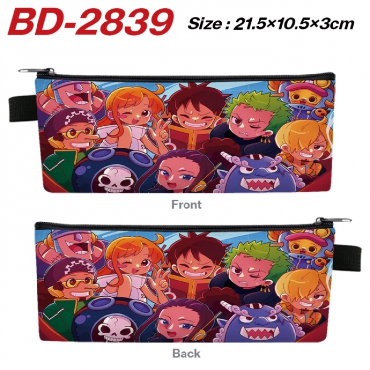 One Piece Anime PU Leather Zipper Pencil Case Stationery Box 21.5X10.5X3CM 