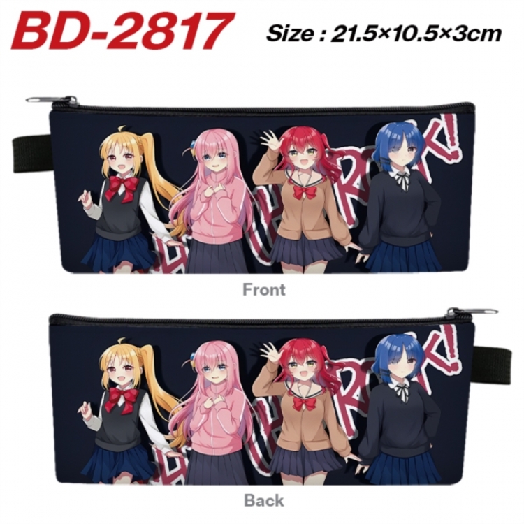 BOCCHI THE ROCK! Anime PU Leather Zipper Pencil Case Stationery Box 21.5X10.5X3CM 