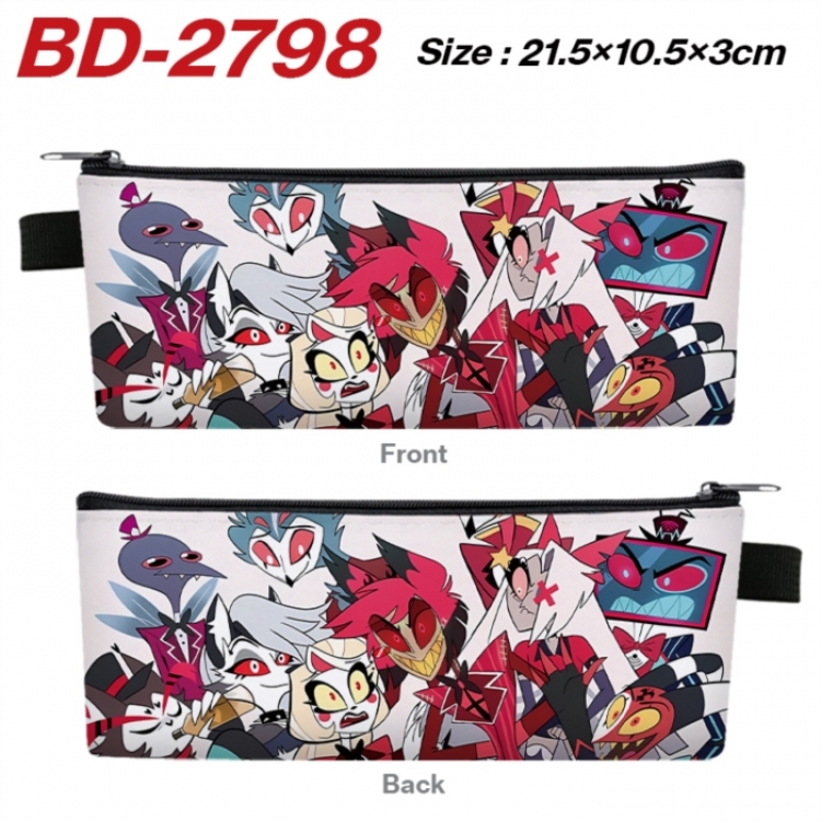 Hazbin Hotel Anime PU Leather Zipper Pencil Case Stationery Box 21.5X10.5X3CM 