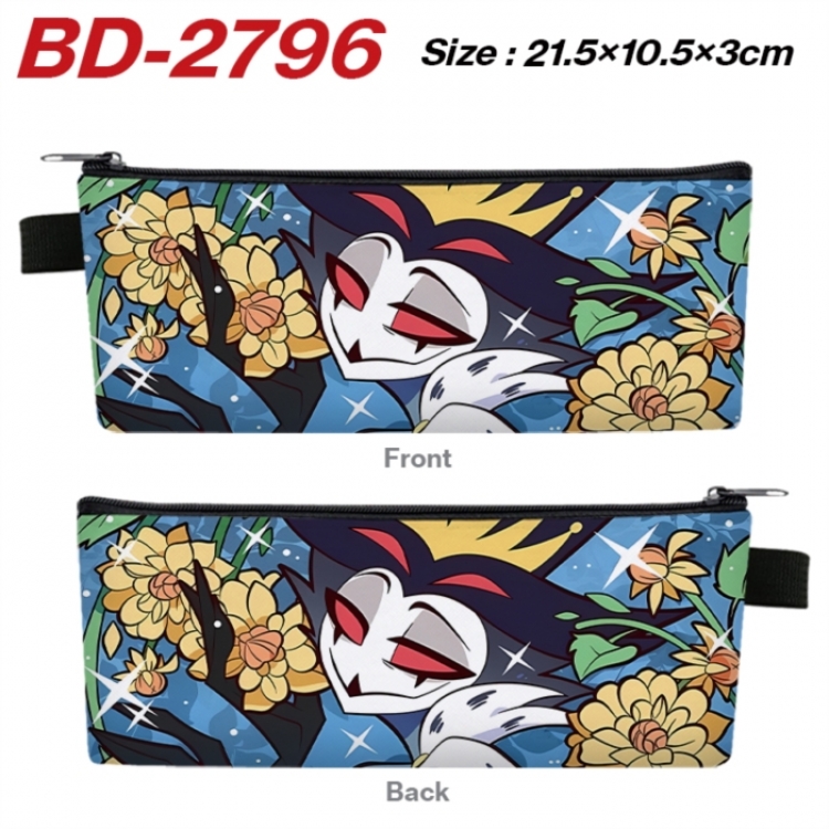 Hazbin Hotel Anime PU Leather Zipper Pencil Case Stationery Box 21.5X10.5X3CM 