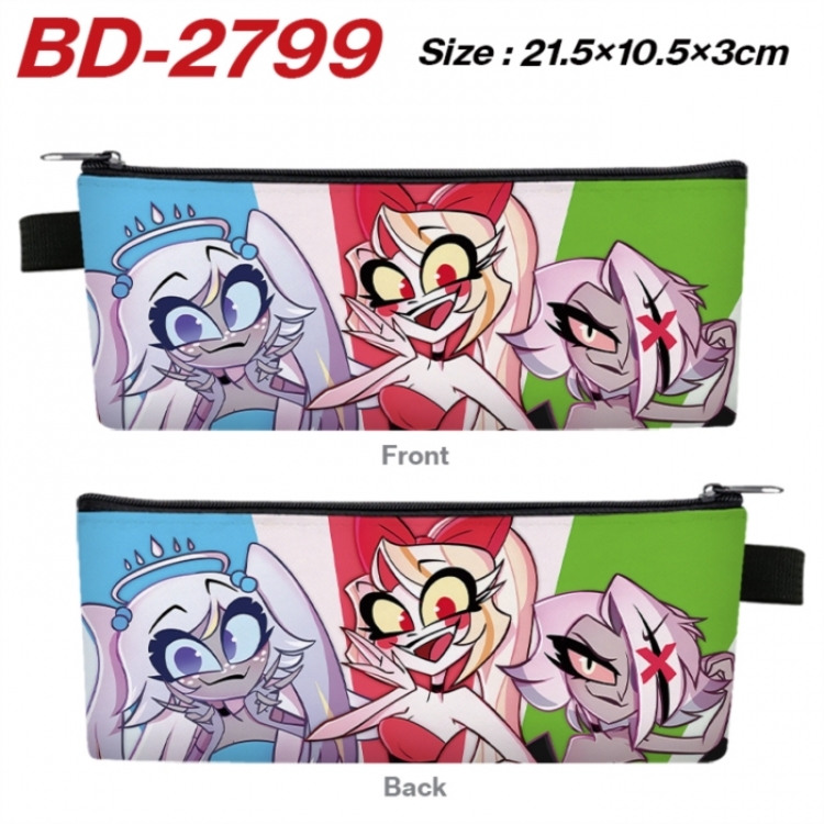 Hazbin Hotel Anime PU Leather Zipper Pencil Case Stationery Box 21.5X10.5X3CM 