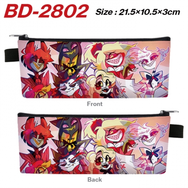 Hazbin Hotel Anime PU Leather Zipper Pencil Case Stationery Box 21.5X10.5X3CM 