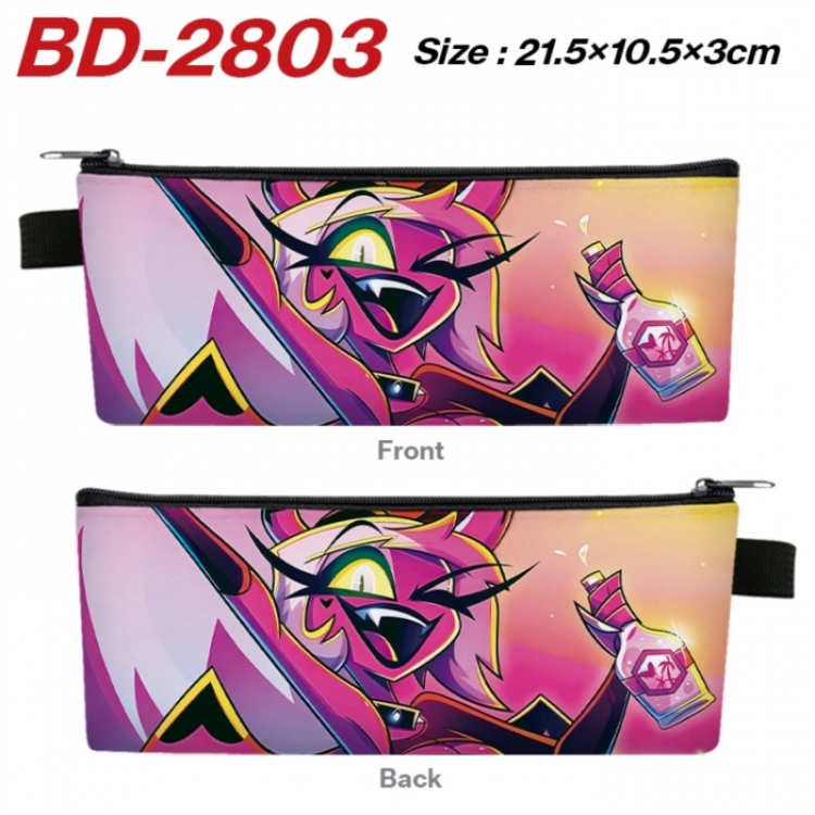 Hazbin Hotel Anime PU Leather Zipper Pencil Case Stationery Box 21.5X10.5X3CM 