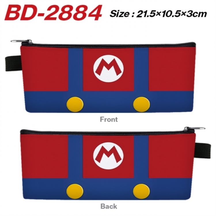 Super Mario Anime PU Leather Zipper Pencil Case Stationery Box 21.5X10.5X3CM 