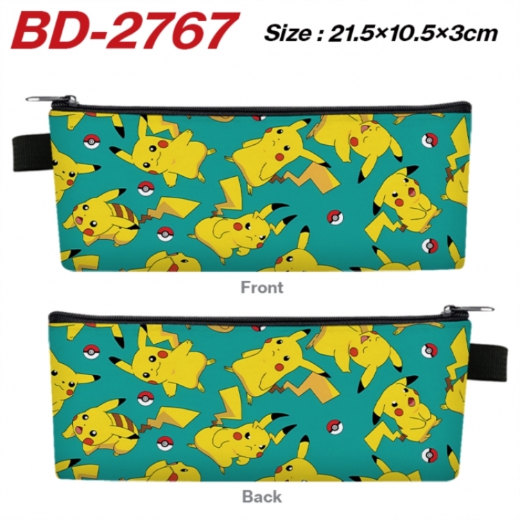 Pokemon Anime PU Leather Zipper Pencil Case Stationery Box 21.5X10.5X3CM 