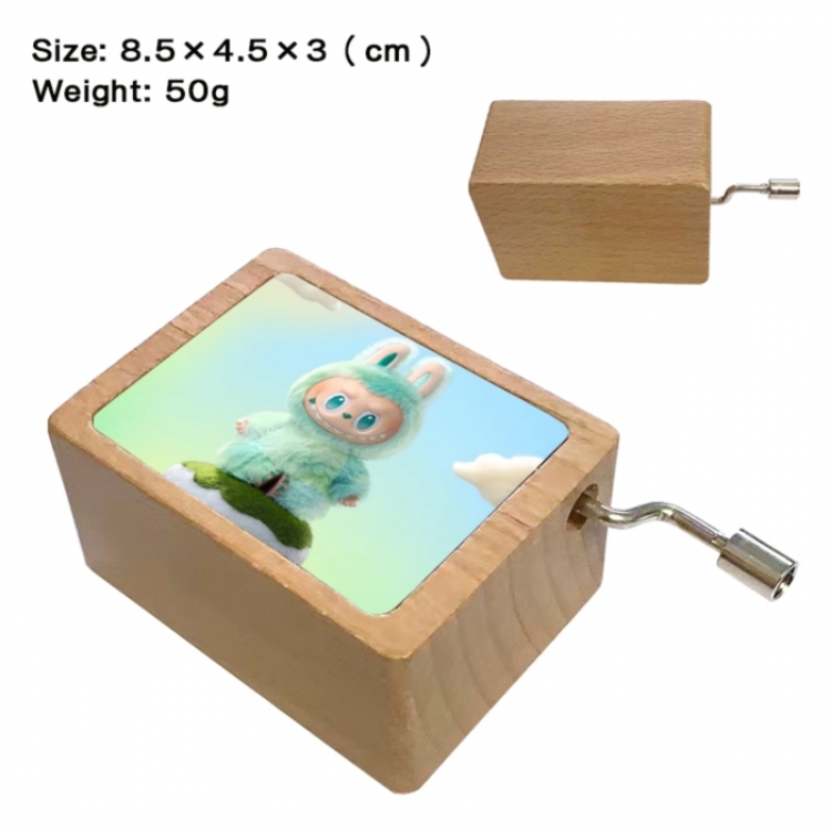 Labubu Anime printed wooden music box music box music box Christmas gift 8.5x4.5x3cm