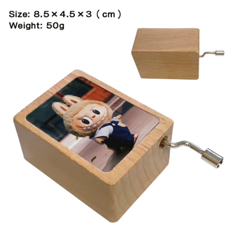 Labubu Anime printed wooden music box music box music box Christmas gift 8.5x4.5x3cm