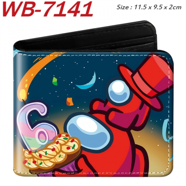 Among us Animation color PU leather half fold wallet 11.5X9X2CM