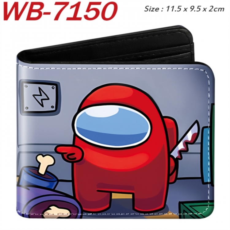 Among us Animation color PU leather half fold wallet 11.5X9X2CM