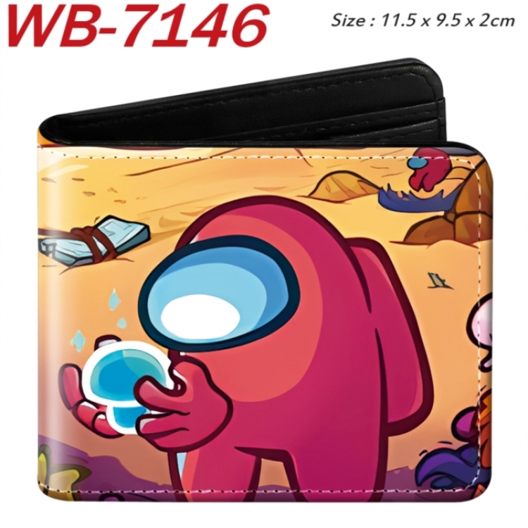 Among us Animation color PU leather half fold wallet 11.5X9X2CM