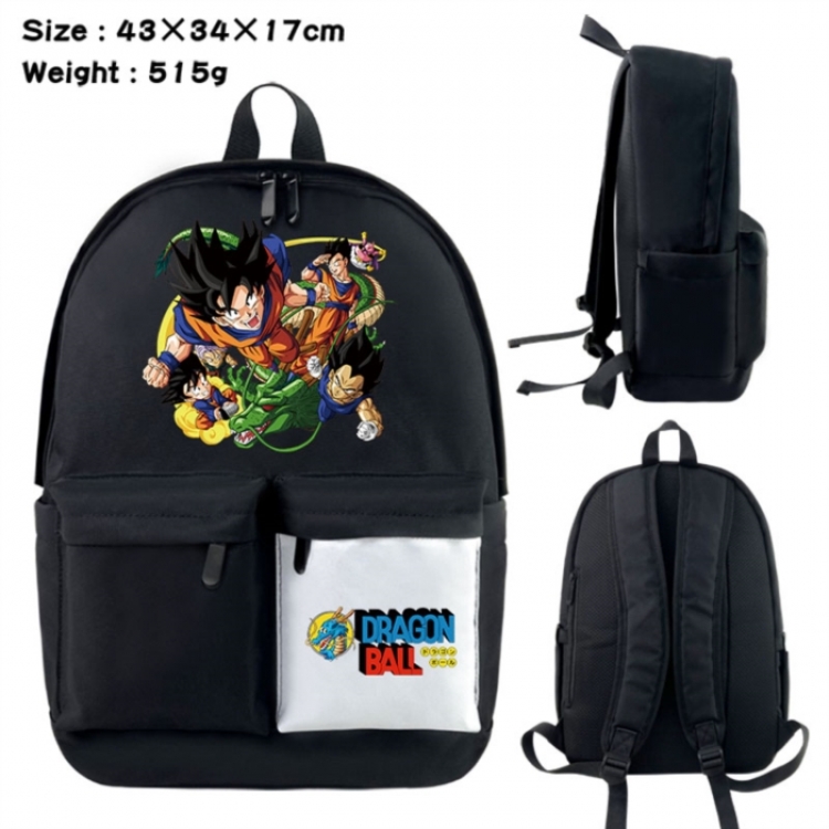 DRAGON BALL Anime black and white classic waterproof canvas backpack 43X34X17CM