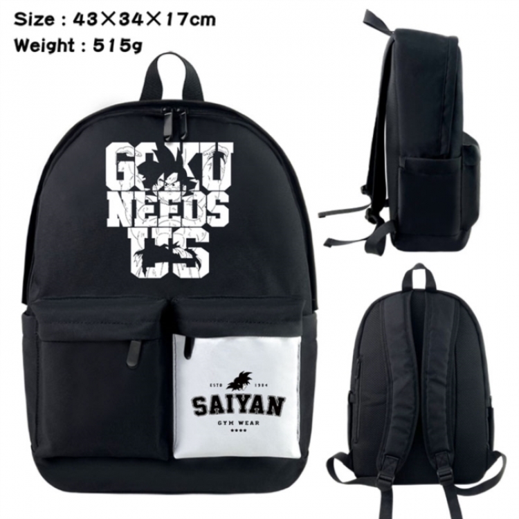 DRAGON BALL Anime black and white classic waterproof canvas backpack 43X34X17CM
