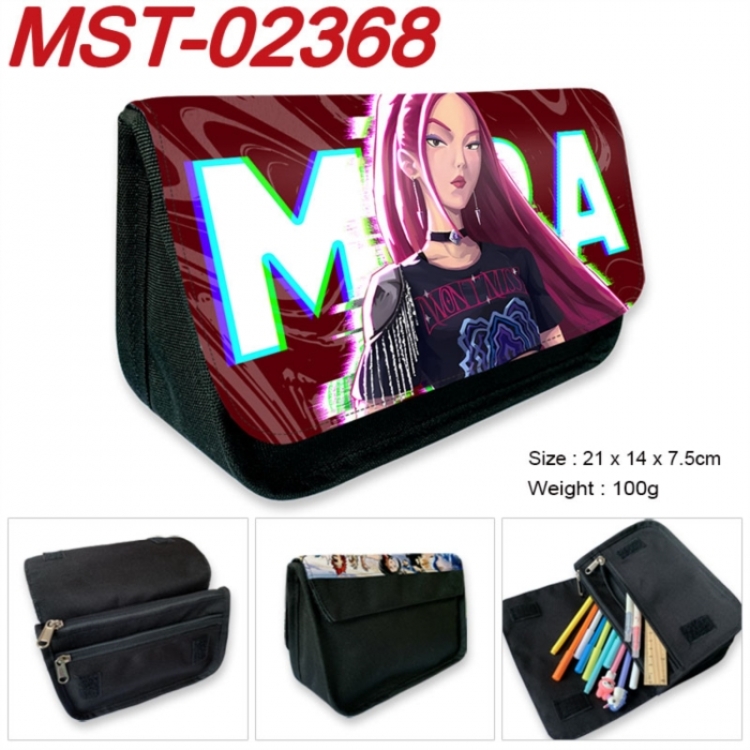 K-Pop Demon Hunters Anime Velcro canvas zipper pencil case Pencil Bag 21x14x7.5cm