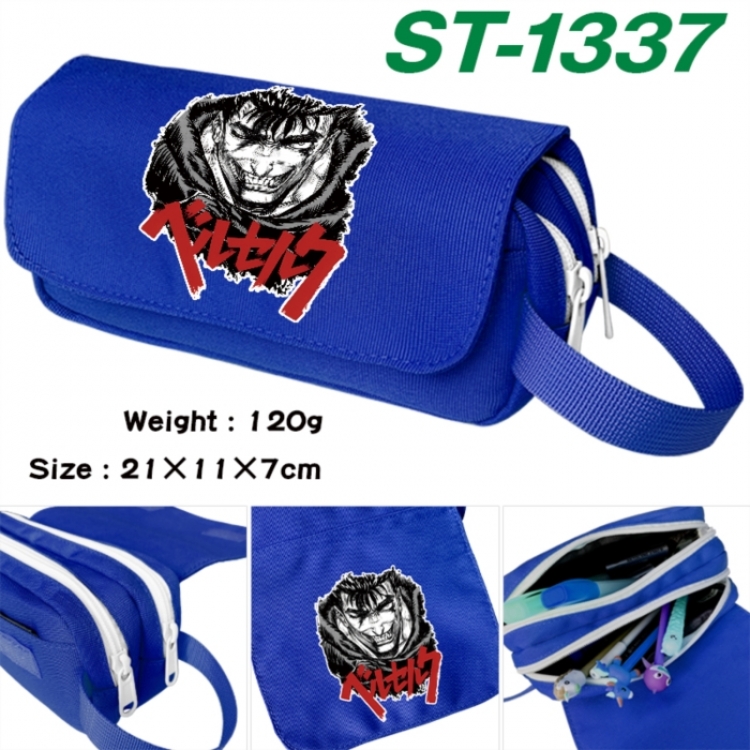 Berserk Anime waterproof canvas portable double-layer pencil bag cosmetic bag 21x11x7cm
