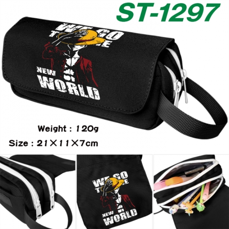 One Piece Anime waterproof canvas portable double-layer pencil bag cosmetic bag 21x11x7cm