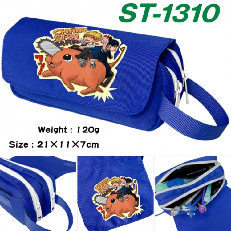Chainsaw Man Anime waterproof canvas portable double-layer pencil bag cosmetic bag 21x11x7cm