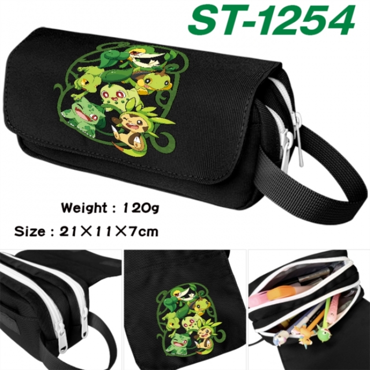 Pokemon Anime waterproof canvas portable double-layer pencil bag cosmetic bag 21x11x7cm