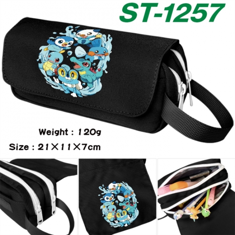 Pokemon Anime waterproof canvas portable double-layer pencil bag cosmetic bag 21x11x7cm