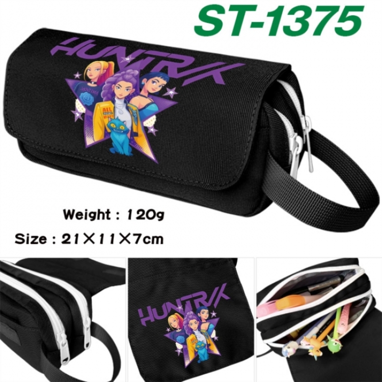 K-Pop Demon Hunters Anime waterproof canvas portable double-layer pencil bag cosmetic bag 21x11x7cm
