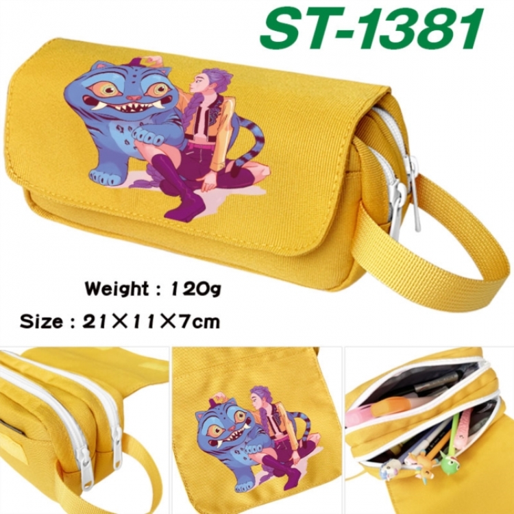 K-Pop Demon Hunters Anime waterproof canvas portable double-layer pencil bag cosmetic bag 21x11x7cm